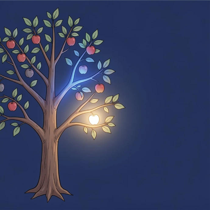 Mise en évidence de la pomme qui est visée sur le pommier